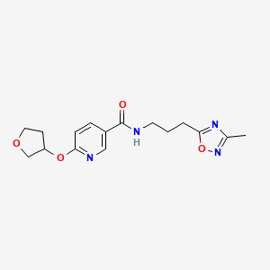 molecular formula C16H20N4O4 B2938935 N-(3-(3-methyl-1,2,4-oxadiazol-5-yl)propyl)-6-((tetrahydrofuran-3-yl)oxy)nicotinamide CAS No. 2034428-52-7