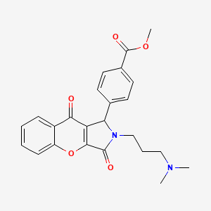 molecular formula C24H24N2O5 B2938943 Methyl 4-(2-(3-(dimethylamino)propyl)-3,9-dioxo-1,2,3,9-tetrahydrochromeno[2,3-c]pyrrol-1-yl)benzoate CAS No. 631868-38-7