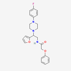 molecular formula C24H26FN3O3 B2938966 N-(2-(4-(4-fluorophenyl)piperazin-1-yl)-2-(furan-2-yl)ethyl)-2-phenoxyacetamide CAS No. 877632-19-4