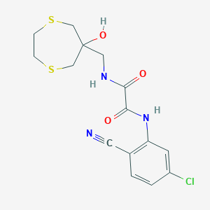 molecular formula C15H16ClN3O3S2 B2938970 N'-(5-Chloro-2-cyanophenyl)-N-[(6-hydroxy-1,4-dithiepan-6-yl)methyl]oxamide CAS No. 2415629-07-9