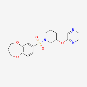 2-((1-((3,4-dihydro-2H-benzo[b][1,4]dioxepin-7-yl)sulfonyl)piperidin-3-yl)oxy)pyrazine