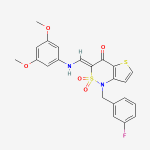 (3Z)-3-{[(3,5-dimethoxyphenyl)amino]methylene}-1-(3-fluorobenzyl)-1H-thieno[3,2-c][1,2]thiazin-4(3H)-one 2,2-dioxide