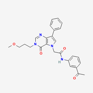molecular formula C26H26N4O4 B2939071 N-(3-acetylphenyl)-2-[3-(3-methoxypropyl)-4-oxo-7-phenyl-3,4-dihydro-5H-pyrrolo[3,2-d]pyrimidin-5-yl]acetamide CAS No. 1251698-47-1