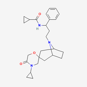 molecular formula C26H35N3O3 B2939078 N-(3-((1R,5S)-4'-cyclopropyl-5'-oxo-8-azaspiro[bicyclo[3.2.1]octane-3,2'-morpholin]-8-yl)-1-phenylpropyl)cyclopropanecarboxamide CAS No. 2103636-70-8