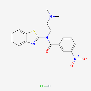 molecular formula C18H19ClN4O3S B2939102 N-(1,3-BENZOTHIAZOL-2-YL)-N-[2-(DIMETHYLAMINO)ETHYL]-3-NITROBENZAMIDE HYDROCHLORIDE CAS No. 1215833-09-2