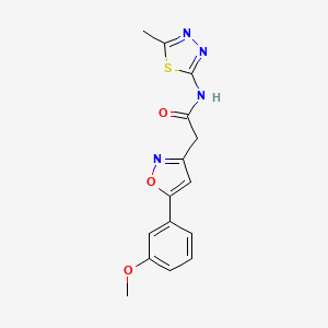molecular formula C15H14N4O3S B2939104 2-(5-(3-methoxyphenyl)isoxazol-3-yl)-N-(5-methyl-1,3,4-thiadiazol-2-yl)acetamide CAS No. 952986-69-5