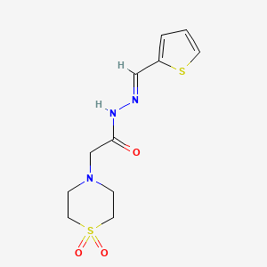 molecular formula C11H15N3O3S2 B2939123 2-(1,1-dioxo-1lambda6-thiomorpholin-4-yl)-N'-[(1E)-(thiophen-2-yl)methylidene]acetohydrazide CAS No. 477890-01-0