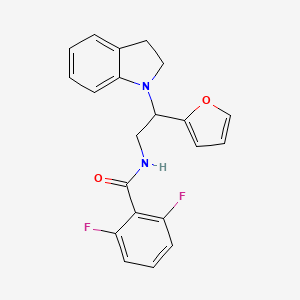 molecular formula C21H18F2N2O2 B2939126 N-[2-(2,3-dihydro-1H-indol-1-yl)-2-(furan-2-yl)ethyl]-2,6-difluorobenzamide CAS No. 898458-11-2