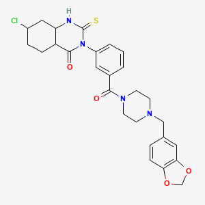 3-(3-{4-[(2H-1,3-benzodioxol-5-yl)methyl]piperazine-1-carbonyl}phenyl)-7-chloro-2-sulfanylidene-1,2,3,4-tetrahydroquinazolin-4-one