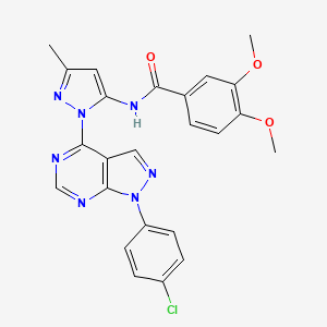 molecular formula C24H20ClN7O3 B2939142 N-(1-(1-(4-chlorophenyl)-1H-pyrazolo[3,4-d]pyrimidin-4-yl)-3-methyl-1H-pyrazol-5-yl)-3,4-dimethoxybenzamide CAS No. 1007010-77-6