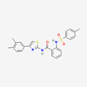 molecular formula C25H23N3O3S2 B2939165 N-[4-(3,4-dimethylphenyl)-1,3-thiazol-2-yl]-2-(4-methylbenzenesulfonamido)benzamide CAS No. 361469-76-3
