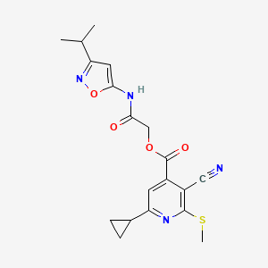 molecular formula C19H20N4O4S B2939170 {[3-(Propan-2-yl)-1,2-oxazol-5-yl]carbamoyl}methyl 3-cyano-6-cyclopropyl-2-(methylsulfanyl)pyridine-4-carboxylate CAS No. 1197510-06-7