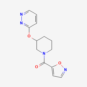 molecular formula C13H14N4O3 B2939176 Isoxazol-5-yl(3-(pyridazin-3-yloxy)piperidin-1-yl)methanone CAS No. 2034501-45-4