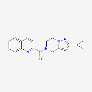 molecular formula C19H18N4O B2939190 (2-cyclopropyl-6,7-dihydropyrazolo[1,5-a]pyrazin-5(4H)-yl)(quinolin-2-yl)methanone CAS No. 2034333-44-1