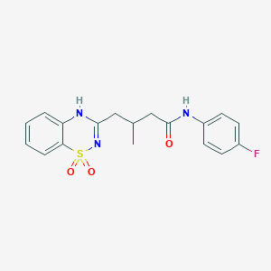 molecular formula C18H18FN3O3S B2939197 4-(1,1-dioxido-2H-1,2,4-benzothiadiazin-3-yl)-N-(4-fluorophenyl)-3-methylbutanamide CAS No. 933211-39-3