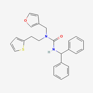 molecular formula C25H24N2O2S B2939198 3-Benzhydryl-1-(furan-3-ylmethyl)-1-(2-(thiophen-2-yl)ethyl)urea CAS No. 1421508-10-2