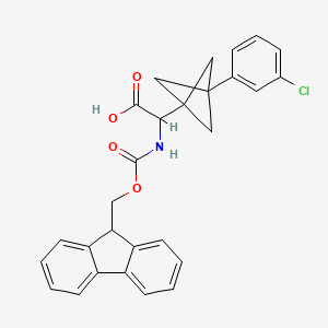molecular formula C28H24ClNO4 B2939202 2-[3-(3-Chlorophenyl)-1-bicyclo[1.1.1]pentanyl]-2-(9H-fluoren-9-ylmethoxycarbonylamino)acetic acid CAS No. 2287267-31-4
