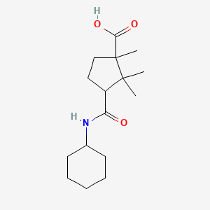 molecular formula C16H27NO3 B2939218 3-Cyclohexylcarbamoyl-1,2,2-trimethyl-cyclopentanecarboxylic acid CAS No. 452346-64-4