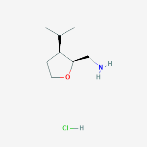 molecular formula C8H18ClNO B2939240 rac-[(2R,3R)-3-(propan-2-yl)oxolan-2-yl]methanamine hydrochloride, cis CAS No. 1909288-57-8