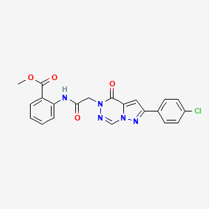 molecular formula C21H16ClN5O4 B2939241 Methyl 2-(2-(8-(4-chlorophenyl)-(oxo)pyrazolo[1,5-d][1,2,4]triazin-1-yl)acetamido)benzoate CAS No. 1021020-59-6