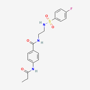 molecular formula C18H20FN3O4S B2939253 N-(2-(4-fluorophenylsulfonamido)ethyl)-4-propionamidobenzamide CAS No. 1091399-78-8
