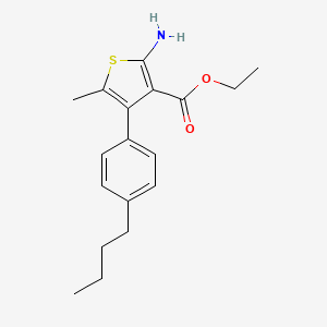 molecular formula C18H23NO2S B2939262 Ethyl 2-amino-4-(4-butylphenyl)-5-methylthiophene-3-carboxylate CAS No. 350990-13-5