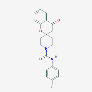 molecular formula C20H19FN2O3 B2939267 N-(4-fluorophenyl)-4-oxospiro[chroman-2,4'-piperidine]-1'-carboxamide CAS No. 896335-88-9
