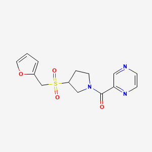 (3-((Furan-2-ylmethyl)sulfonyl)pyrrolidin-1-yl)(pyrazin-2-yl)methanone
