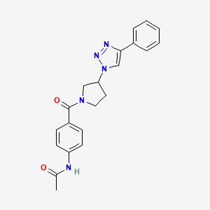 molecular formula C21H21N5O2 B2939276 N-(4-(3-(4-phenyl-1H-1,2,3-triazol-1-yl)pyrrolidine-1-carbonyl)phenyl)acetamide CAS No. 2034424-27-4