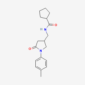 N-((5-oxo-1-(p-tolyl)pyrrolidin-3-yl)methyl)cyclopentanecarboxamide