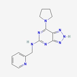molecular formula C14H16N8 B2939336 N-(pyridin-2-ylmethyl)-7-(pyrrolidin-1-yl)-3H-[1,2,3]triazolo[4,5-d]pyrimidin-5-amine CAS No. 1351617-61-2