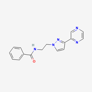 molecular formula C16H15N5O B2939349 N-(2-(3-(pyrazin-2-yl)-1H-pyrazol-1-yl)ethyl)benzamide CAS No. 2034504-91-9