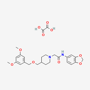 molecular formula C26H32N2O10 B2939354 N-(2H-1,3-BENZODIOXOL-5-YL)-2-(4-{[(3,5-DIMETHOXYPHENYL)METHOXY]METHYL}PIPERIDIN-1-YL)ACETAMIDE; OXALIC ACID CAS No. 1396844-24-8
