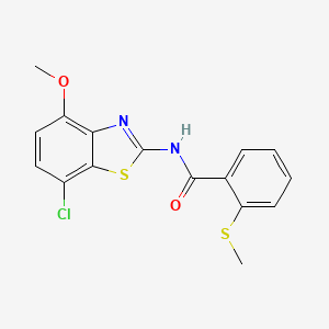 molecular formula C16H13ClN2O2S2 B2939410 N-(7-chloro-4-methoxybenzo[d]thiazol-2-yl)-2-(methylthio)benzamide CAS No. 886951-53-7