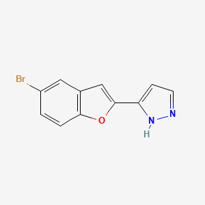 molecular formula C11H7BrN2O B2939414 3-(5-Bromo-1-benzofuran-2-yl)-1H-pyrazole CAS No. 666822-10-2