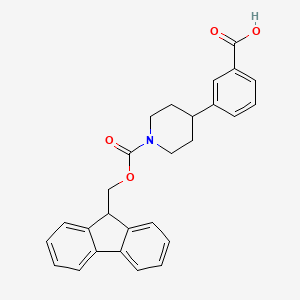 molecular formula C27H25NO4 B2939467 3-[1-(9H-Fluoren-9-ylmethoxycarbonyl)piperidin-4-yl]benzoic acid CAS No. 2375260-66-3