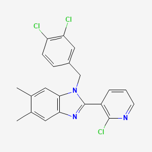 molecular formula C21H16Cl3N3 B2939474 2-(2-chloro-3-pyridinyl)-1-(3,4-dichlorobenzyl)-5,6-dimethyl-1H-1,3-benzimidazole CAS No. 344279-44-3