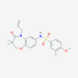 molecular formula C22H26N2O5S B2939479 N-(5-allyl-3,3-dimethyl-4-oxo-2,3,4,5-tetrahydrobenzo[b][1,4]oxazepin-7-yl)-4-methoxy-3-methylbenzenesulfonamide CAS No. 922104-26-5