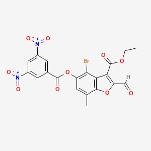molecular formula C20H13BrN2O10 B2939486 Ethyl 4-bromo-5-(3,5-dinitrobenzoyl)oxy-2-formyl-7-methyl-1-benzofuran-3-carboxylate CAS No. 380426-74-4