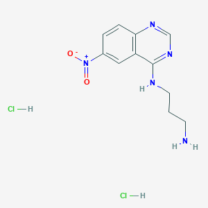 molecular formula C11H15Cl2N5O2 B2939488 N-(3-aminopropyl)-6-nitroquinazolin-4-amine dihydrochloride CAS No. 1798730-04-7