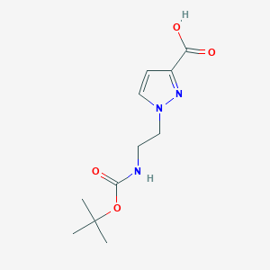 molecular formula C11H17N3O4 B2939489 1-[2-[(2-Methylpropan-2-yl)oxycarbonylamino]ethyl]pyrazole-3-carboxylic acid CAS No. 2309457-42-7