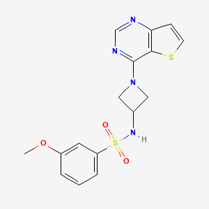 molecular formula C16H16N4O3S2 B2939495 3-methoxy-N-(1-{thieno[3,2-d]pyrimidin-4-yl}azetidin-3-yl)benzene-1-sulfonamide CAS No. 2415469-67-7
