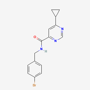 molecular formula C15H14BrN3O B2939500 N-[(4-Bromophenyl)methyl]-6-cyclopropylpyrimidine-4-carboxamide CAS No. 2415566-46-8