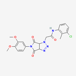 molecular formula C21H20ClN5O5 B2939511 N-(3-chloro-2-methylphenyl)-2-[5-(3,4-dimethoxyphenyl)-4,6-dioxo-1H,3aH,4H,5H,6H,6aH-pyrrolo[3,4-d][1,2,3]triazol-1-yl]acetamide CAS No. 1052611-62-7