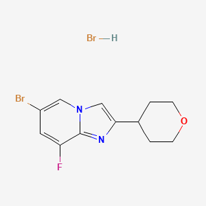 molecular formula C12H13Br2FN2O B2939549 6-bromo-8-fluoro-2-(oxan-4-yl)imidazo[1,2-a]pyridine hydrobromide CAS No. 2305251-67-4