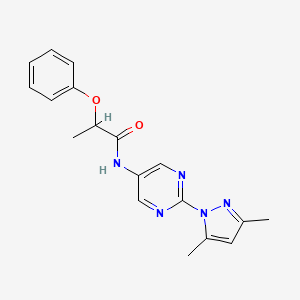 molecular formula C18H19N5O2 B2939553 N-(2-(3,5-dimethyl-1H-pyrazol-1-yl)pyrimidin-5-yl)-2-phenoxypropanamide CAS No. 1421509-81-0