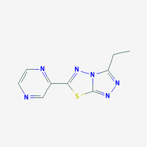 molecular formula C9H8N6S B293960 2-{3-ETHYL-[1,2,4]TRIAZOLO[3,4-B][1,3,4]THIADIAZOL-6-YL}PYRAZINE 