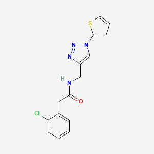 molecular formula C15H13ClN4OS B2939643 2-(2-chlorophenyl)-N-((1-(thiophen-2-yl)-1H-1,2,3-triazol-4-yl)methyl)acetamide CAS No. 2034560-47-7