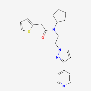 molecular formula C21H24N4OS B2939679 N-cyclopentyl-N-(2-(3-(pyridin-4-yl)-1H-pyrazol-1-yl)ethyl)-2-(thiophen-2-yl)acetamide CAS No. 2034420-05-6