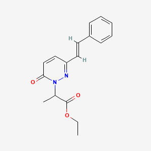molecular formula C17H18N2O3 B2939686 ethyl 2-[6-oxo-3-styryl-1(6H)-pyridazinyl]propanoate CAS No. 1164486-00-3